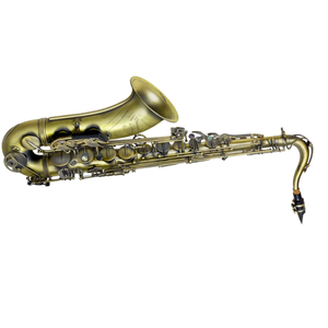 Saxophone ténor professionnel en laiton jaune, sculpté à la main en nacre d'ormeau, avec embouchure élargie, corps laqué or et clés nickelées - Product Image 1