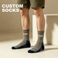 Chaussettes de randonnée et d'escalade professionnelles personnalisées avec logo, écologiques, légères, en laine mérinos épaisse, pour sports de plein air