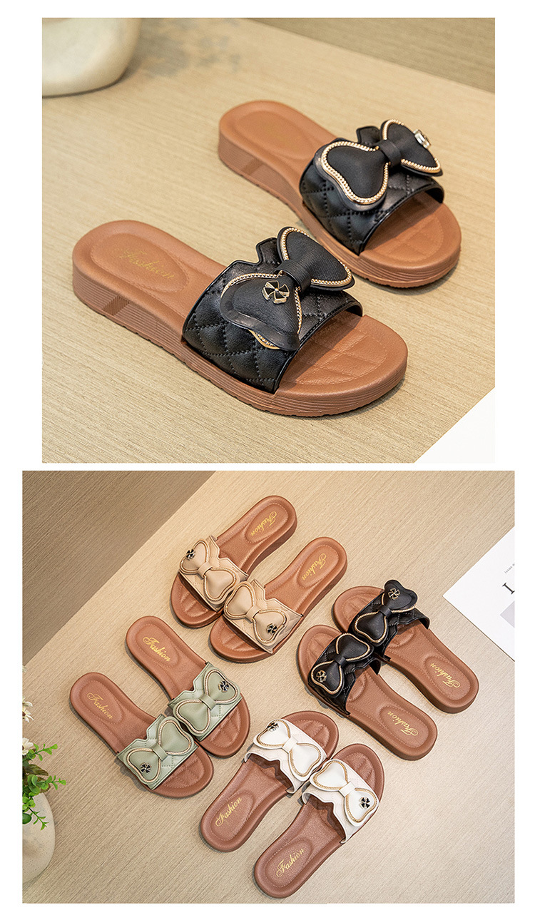 Summer Bow Sandals Lady Casual Shoes Non-slip Beach Flat Platform Slippers Women