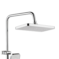 Ensemble de douche moderne Repoll avec cartouche en laiton, en cuivre, pommeau de douche rectangulaire souple à jet pluie, installation murale