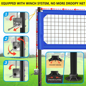 Ensemble de filet de <span class=keywords><strong>volley</strong></span>-ball professionnel robuste pour extérieur avec système anti-affaissement en acier et <span class=keywords><strong>poteaux</strong></span> réglables en aluminium pour jardin/plage - Product Image 3