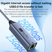 Adaptateur Ethernet VegGieg 2 en 1 USB3.0 vers RJ45 2.5G, connecteur double USB-A et USB-C, câble tressé