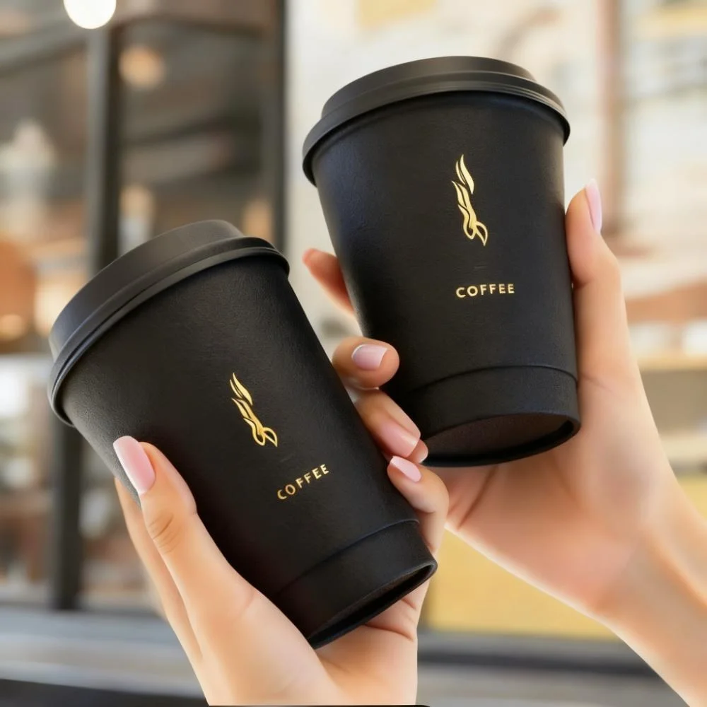 Customizable Logo Coffee Paper Biodegradable PE Paint 4oz 8oz 12oz Disposable Double Wall Kraft Paper Cup for Hot Drinks