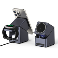 Neu eingetroffen: 4-in-1 drehbare magnetische 20W Schnell-Ladestation mit Uhr für iPhone 12-17, Watch & Co.