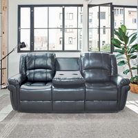 Ensemble de canapés inclinables en cuir respirant au design moderne Frank avec chargement USB pour salon d'appartement moderne