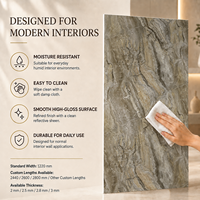 Plaque PVC UV MORLENX texture marbre beige taupe 4x8ft haute brillance pour rénovation murale de villas et espaces commerciaux