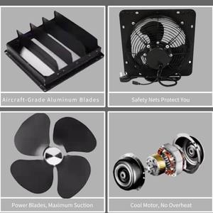 Ventilador de Extracción con Motor EC de 18 Pulgadas y Ahorro de Energía, 2700 CFM, con Persianas Automáticas para Garaje, Invernadero, Ático, Granero, Taller - Product Image 6