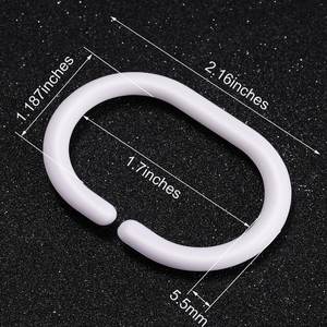 12 crochets de rideau de douche blancs simples, crochets de cintre à rouleau en plastique anneau de rideau de douche c-ring pour salle de bain douche - Product Image 3