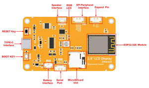 2.8 inch ESP32 hiển thị 240*320 2.8 "TFT <span class=keywords><strong>LCD</strong></span> mà không cần màn hình cảm ứng mô-đun ili9341v điều khiển IC với Type-C giao diện - Product Image 5