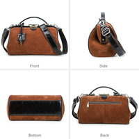 Série Automne-Hiver, sac à main vintage en daim de vache marron pour femmes, sac bandoulière antivol avec fermeture supérieure, cuir véritable