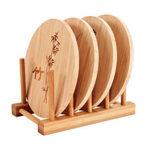 Posavasos de Bambú Redondos, Aislantes del Calor, Resistentes al Aceite, Manteles Individuales para Mesa de Cocina con Diseño Floral, 0.8 cm de Grosor - Product Image 4