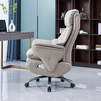 Chaise de bureau exécutive ergonomique moderne en cuir PU, hauteur réglable, repose-pieds, support lombaire, base métallique, utilisation hospitalière, saine