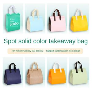 Disposable Foldable Handled Insulation Bag Zipper Closure Custom Thickened Tea Food Beverage Outtake Non-woven Cooler Bags - Product Image 2