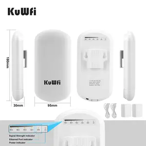 KuWFi Bộ Định Tuyến Ngoài Trời Cầu Nối Không Dây CPE Bộ Chuyển Đổi Truy Cập Tầm Xa 1-2KM Cầu WiFi 5.8G 450Mbps