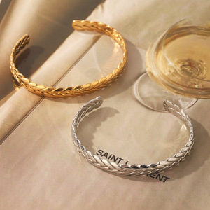 Mw 18K Vàng Mạ <span class=keywords><strong>Cuff</strong></span> <span class=keywords><strong>Bangle</strong></span> Lúa Mì Tai Twist <span class=keywords><strong>Bangle</strong></span> Người Đàn Ông Các Cặp Vợ Chồng Tình Yêu Vòng Đeo Tay Dệt Bện Bangles Thép Không Gỉ <span class=keywords><strong>Bangle</strong></span> - Product Image 4