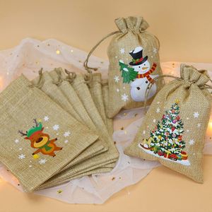 Wholesale Recyclable Jute Burlap Santa Candy Bag New Christmas Gift Bag with Stamping Decoration <b>Textile</b> <b>Packaging</b> - Product Image 2