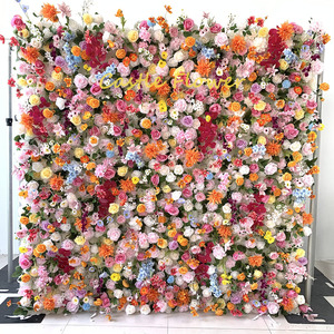 Tissu personnalisé 5D/3D enroulé blanc soie artificielle fleur de <span class=keywords><strong>pampa</strong></span> <span class=keywords><strong>rose</strong></span> panneau de fond de scène murale décoration de mariage mur de fleurs artificielles - Product Image 1