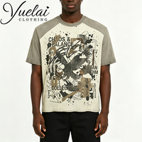 Service OEM, T-shirt personnalisé de haute qualité 100% coton, coupe ample, tendance streetwear, imprimé DTG, effet vieilli, col rond