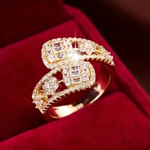 Anello Aperto Regolabile con Zirconi per Donne, Gioiello da Dito Elegante e alla Moda - Product Image 5