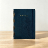 Carnet de planification en cuir A5 de qualité supérieure avec modèles de réunions, reliure double spirale, bande élastique et poche intérieure pour le bureau