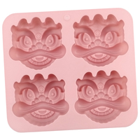 Moule en silicone 4 cavités en forme de lion traditionnel, écologique, antiadhésif, pour savon, bougie, gâteau, outil de bricolage réutilisable YIWU BAKING