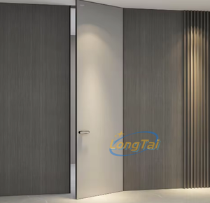 LongTai Diseño popular <span class=keywords><strong>Marco</strong></span> oculto Puerta de madera de aluminio <span class=keywords><strong>Marco</strong></span> invisible Puerta de habitación con panel de pared - Product Image 3
