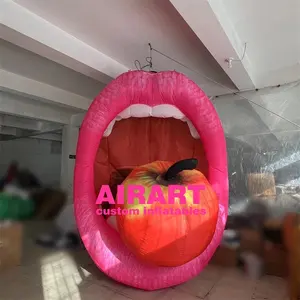Modèle de simulation de décoration de scène d'événements ballon à lèvres gonflables avec accessoires apple