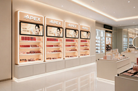 Meubles de présentation pour boutique de cosmétiques sur mesure, vitrine LED pour magasin de beauté, solution complète de présentation pour la vente au détail