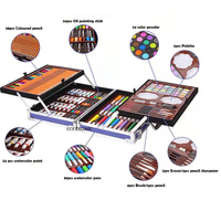 Coffret cadeau pliable en alliage d'aluminium avec dessin animé, costume de peinture pour enfants, 145 pièces, papeterie pour enfants