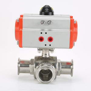 Vanne à bille pneumatique à trois voies en acier inoxydable Q645F-16P, installation rapide, sanitaire, double action, type à mandrin - Product Image 3