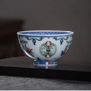 Zhongjiayao Marke Porzellan-Teebecher-Set Jingdezhen handgefertigt blau und weiß Chai-Ofen Farben chinesische Keramik Kung-Fu-Teebecher