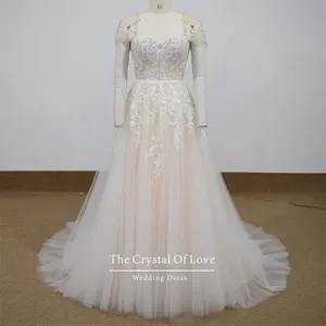 sweetheart wedding dresses for bride,wedding dress with detachable sleeves,champagne colored wedding dresses