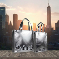 Sac fourre-tout recyclable personnalisé imprimé argent/or recyclable en tissu non tissé laminé métallique