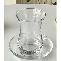 Ensemble de tasses et d'assiettes en verre résistant à la chaleur noir avec un design simple de style européen pour le thé et le café de l'après-midi