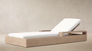 Chaise longue d'extérieur en teck personnalisée, dossier réglable, chaise longue en teck résistante aux intempéries avec coussin pour patio et bord de piscine - Product Image 3