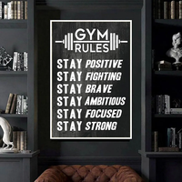 Affiche Motivante Art Déco Règles de Gymnastique, Tableau Mural sur Toile Noir et Blanc, Décoration Intérieure pour Salon et Chambre
