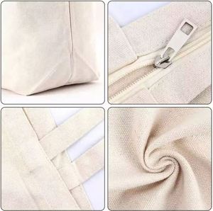 Sac fourre-tout en toile de coton imprimé par sublimation, sérigraphie et transfert numérique, motif anime, avec fermeture éclair, logo personnalisé, grand format pour le shopping - Product Image 6