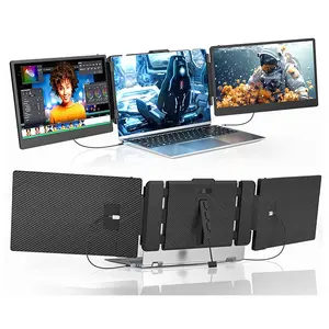 Dizüstü ekran genişletici taşınabilir 14 inç üçlü IPS FHD 1080P HDMI/USB-A/tip-c dizüstü bilgisayarlar için genişletilmiş monitör