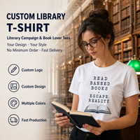 Kaos Katun 100% DG001 Custom 180gsm, Potongan Longgar, Cepat Kering, Cocok untuk Toko Buku, Klub Baca, Literasi, Acara Budaya