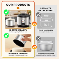 Cuisinière à riz électrique Dreepor 3L, cuve antiadhésive, cuisson saine à une touche, maintien au chaud automatique, puissance 500W