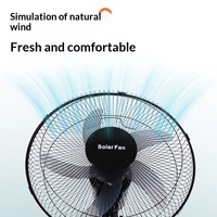 Ventilateur de sol à pales de 16 pouces à énergie solaire, 3 vitesses, flux d'air puissant, tête oscillante latérale, fonctionnement silencieux, télécommande