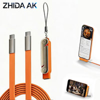 Kabel Data USB2.0 Pengisian Cepat PD 240W Tipe-C Grosir dengan Adaptor Penyangga Ponsel Lipat untuk Laptop Tablet
