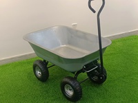 Chariot de jardin industriel à quatre roues avec benne basculante galvanisée de 85L, chariot à benne basculante OEM