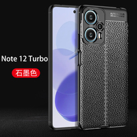 Pare-chocs de luxe en TPU souple en cuir Litchi, coque arrière de téléphone portable pour Xiaomi Redmi Note 12 Turbo