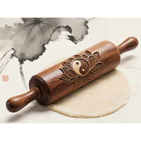 Rouleau à pâtisserie en bois gaufré 35/43 cm, styles multiples, esthétique créative, outils de cuisson en bois, bâton à raviolis sculpté