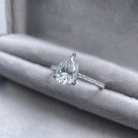 Bague de fiançailles pour femme en moissanite taille poire 7x10mm 2.0 CT, en argent sterling 925 plaqué or 18K, bijoux fins classiques, vente en gros