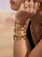 Bracelet multi-breloques tendance en zircon 5A motif ours et cœur, en acier inoxydable 316L plaqué or PVD 18K, inaltérable, pour usage quotidien et soirées, vente en gros