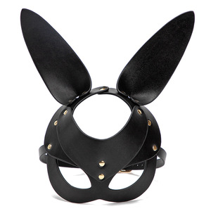 Masque de tête de lapin Rogue noir à longues oreilles, accessoire de performance, accessoire de costume unisexe pour adulte - Product Image 1