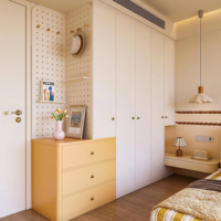Armoire avec tiroirs et portes battantes, blanc beige, MDF - Fabrication sur mesure, directement de l'usine