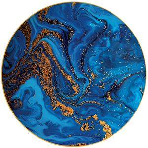 Veweet — service <span class=keywords><strong>de</strong></span> vaisselle en porcelaine, assiettes à dîner en céramique <span class=keywords><strong>de</strong></span> <span class=keywords><strong>marbre</strong></span> bleu <span class=keywords><strong>de</strong></span> 10.5 pouces avec bordure en or, nouveau design - Product Image 3